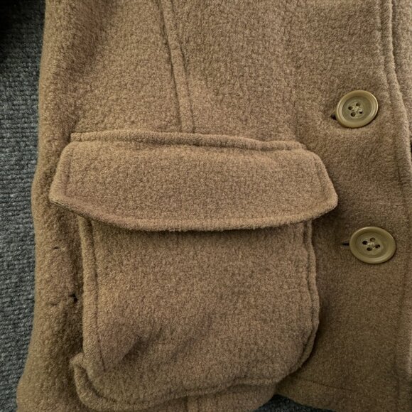 LL Bean Bellandi Large Women Beige Wool Coat Italy Made Buttons Pockets Winter - Picture 10 of 16
